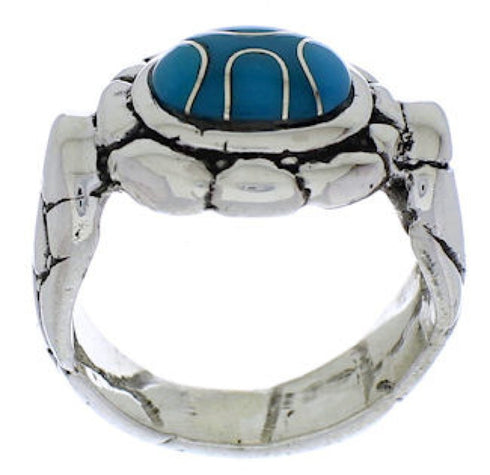 Genuine Sterling Silver Turquoise Inlay Southwest Ring Size 6 WX38963